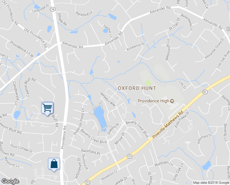 map of restaurants, bars, coffee shops, grocery stores, and more near 6804 Beverly Springs Drive in Charlotte