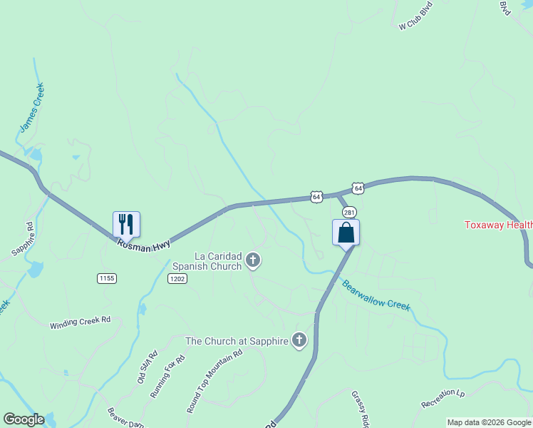 map of restaurants, bars, coffee shops, grocery stores, and more near 29 Ivey Lane in Sapphire