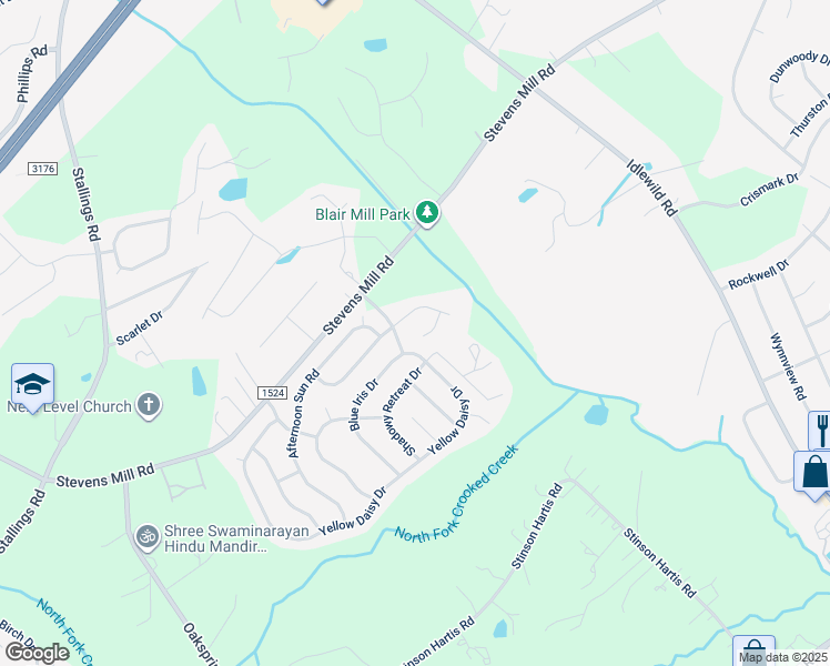 map of restaurants, bars, coffee shops, grocery stores, and more near 2016 Serenity Place in Stallings
