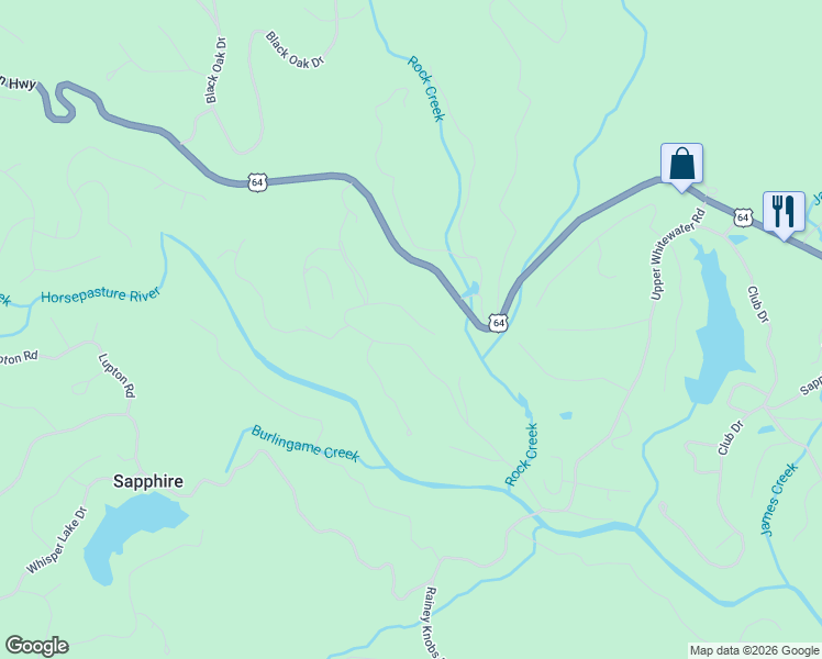 map of restaurants, bars, coffee shops, grocery stores, and more near 869 Boiling Springs Road in Sapphire