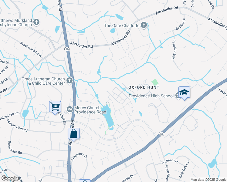 map of restaurants, bars, coffee shops, grocery stores, and more near 6935 Beverly Springs Drive in Charlotte