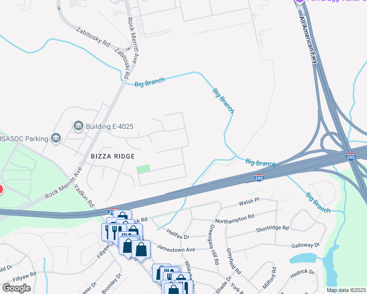 map of restaurants, bars, coffee shops, grocery stores, and more near 2nd Street in Fayetteville