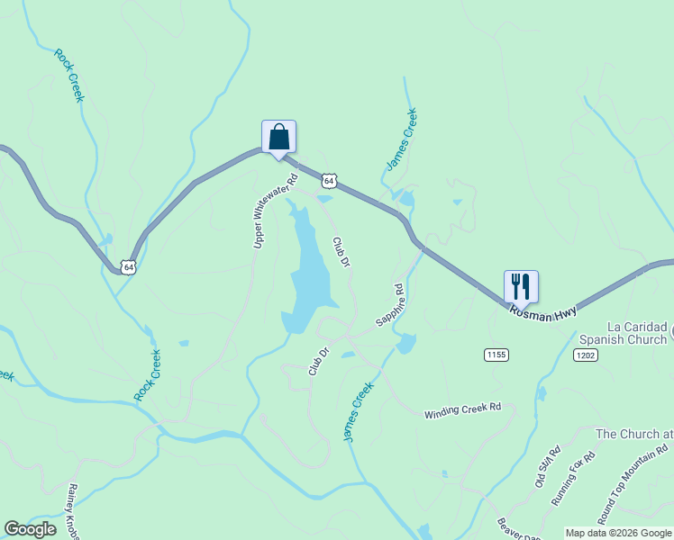 map of restaurants, bars, coffee shops, grocery stores, and more near 280 Club Drive in Sapphire