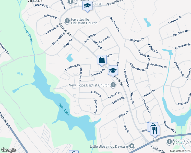 map of restaurants, bars, coffee shops, grocery stores, and more near 711 Hedgelawn Way in Fayetteville