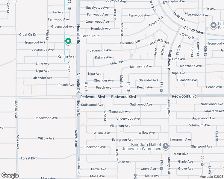 map of restaurants, bars, coffee shops, grocery stores, and more near 8260 Peach Avenue in California City