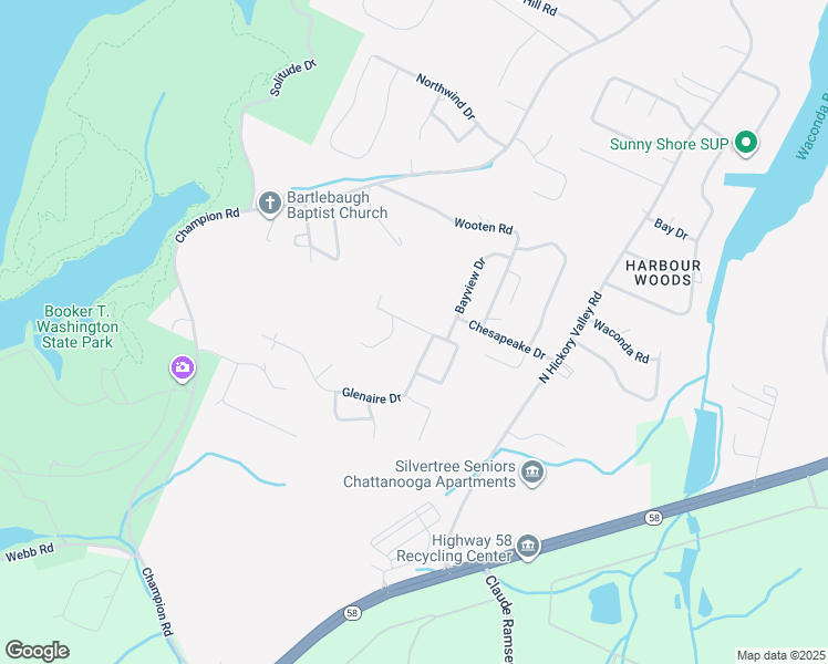 map of restaurants, bars, coffee shops, grocery stores, and more near 8906 Heritage Drive in Chattanooga