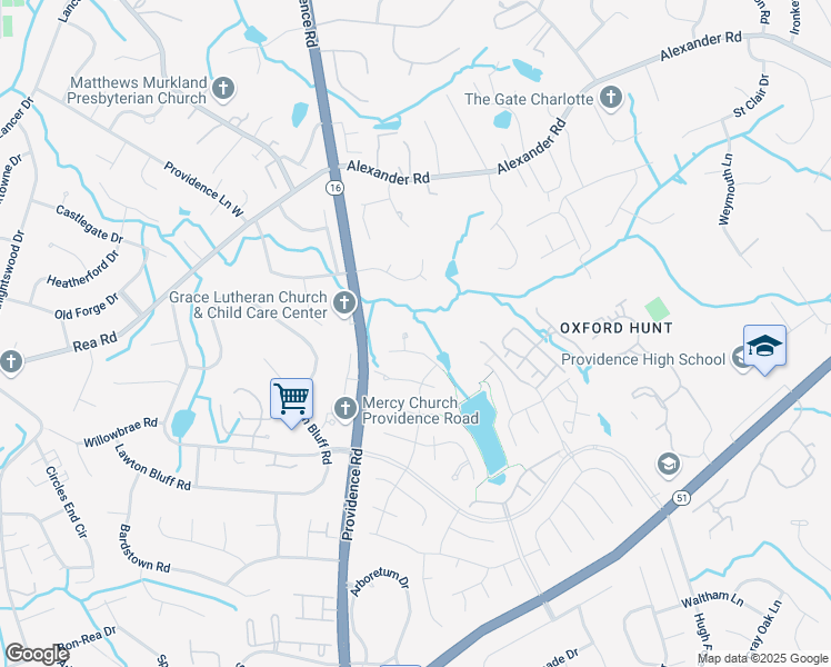 map of restaurants, bars, coffee shops, grocery stores, and more near 7003 Whitworth Way in Charlotte