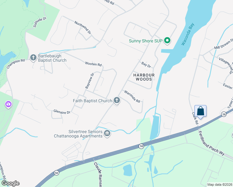 map of restaurants, bars, coffee shops, grocery stores, and more near 8929 North Hickory Valley Road in Chattanooga