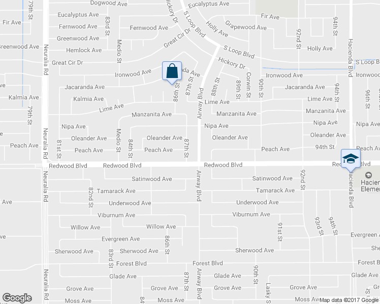 map of restaurants, bars, coffee shops, grocery stores, and more near 20024 87th Street in California City