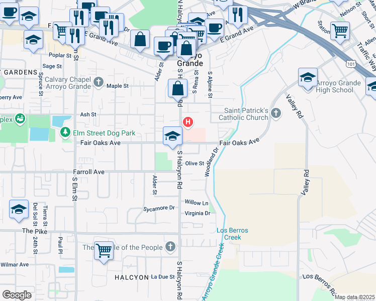 map of restaurants, bars, coffee shops, grocery stores, and more near 884 Todd Lane in Arroyo Grande