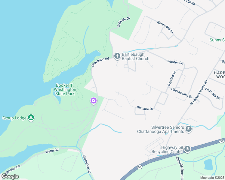 map of restaurants, bars, coffee shops, grocery stores, and more near 8600 Glenaire Drive in Chattanooga