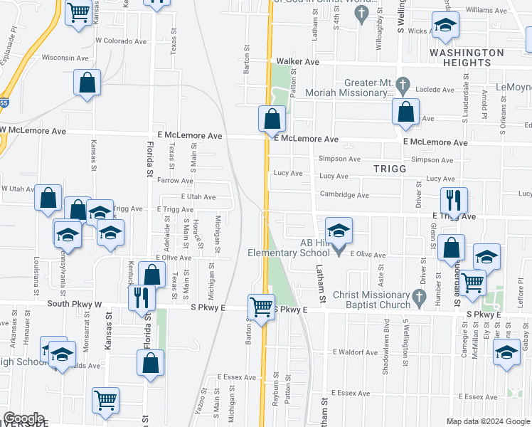 map of restaurants, bars, coffee shops, grocery stores, and more near 1304 South 3rd Street in Memphis