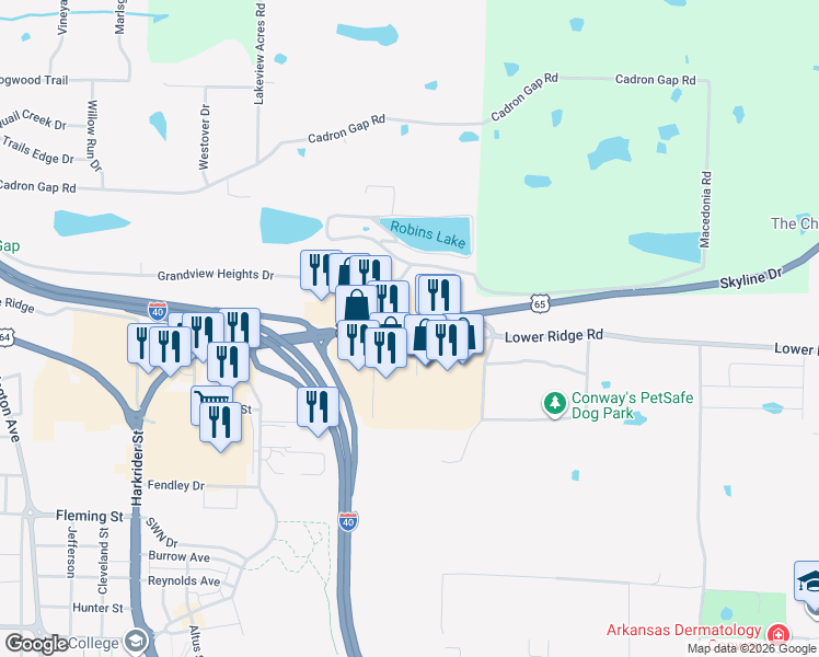 map of restaurants, bars, coffee shops, grocery stores, and more near 500 U.S. 65 in Greenbrier