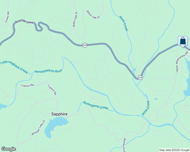 map of restaurants, bars, coffee shops, grocery stores, and more near 204 Rhododendron Court in Sapphire