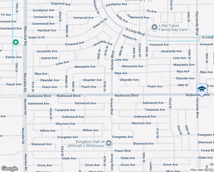 map of restaurants, bars, coffee shops, grocery stores, and more near 20036 87th Street in California City
