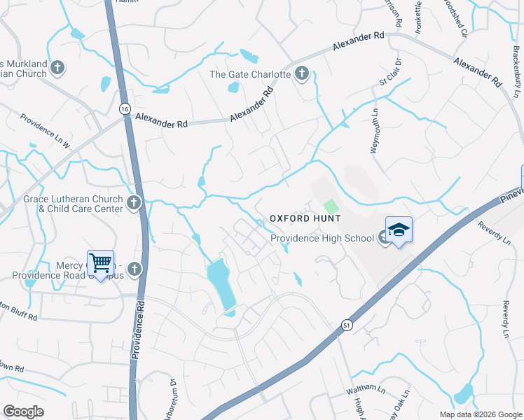 map of restaurants, bars, coffee shops, grocery stores, and more near 6708 Rothchild Drive in Charlotte