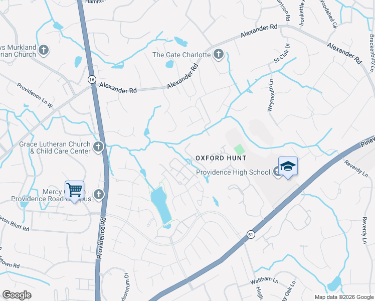 map of restaurants, bars, coffee shops, grocery stores, and more near 6941 Rothchild Drive in Charlotte