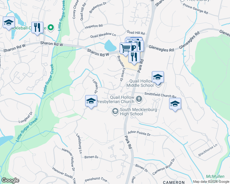 map of restaurants, bars, coffee shops, grocery stores, and more near 2536 Dalston Lane in Charlotte
