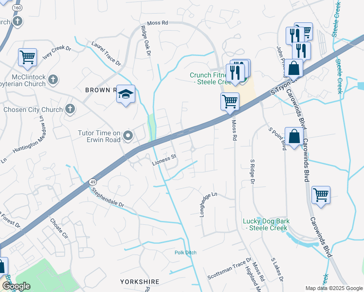 map of restaurants, bars, coffee shops, grocery stores, and more near in Charlotte