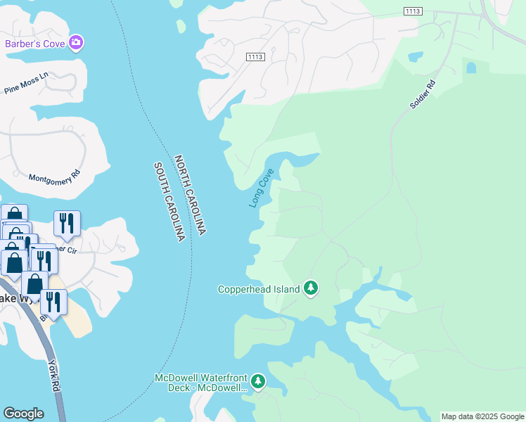 map of restaurants, bars, coffee shops, grocery stores, and more near 14629 Rainbarrel Road in Charlotte
