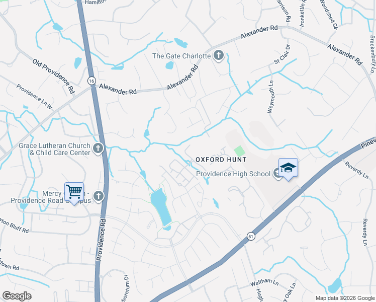 map of restaurants, bars, coffee shops, grocery stores, and more near 6941 Rothchild Drive in Charlotte