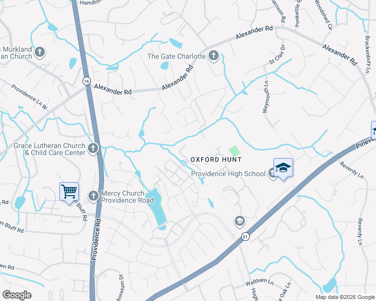 map of restaurants, bars, coffee shops, grocery stores, and more near 6986 Rothchild Drive in Charlotte
