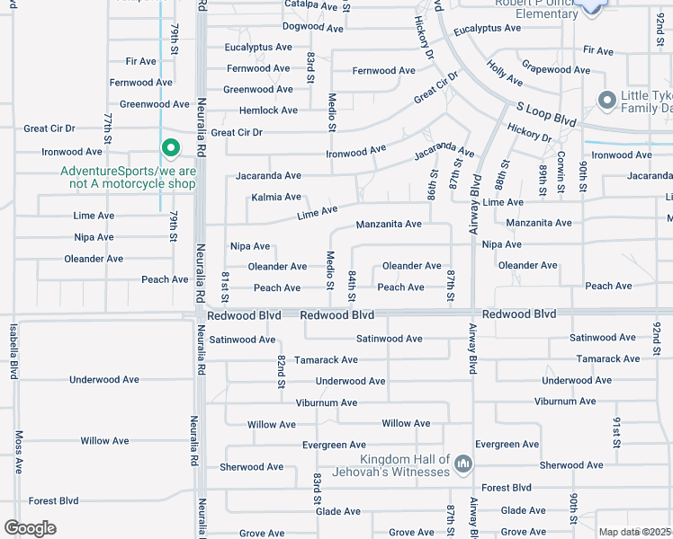 map of restaurants, bars, coffee shops, grocery stores, and more near Medio Street in California City