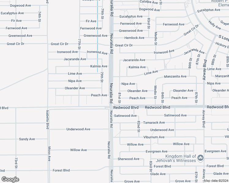 map of restaurants, bars, coffee shops, grocery stores, and more near 20116 Neuralia Road in California City