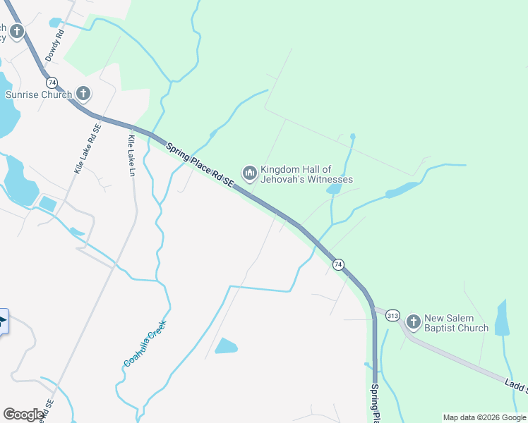 map of restaurants, bars, coffee shops, grocery stores, and more near 3140 Spring Place Road Southeast in Cleveland