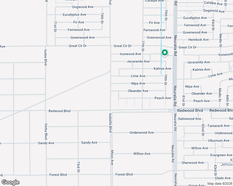 map of restaurants, bars, coffee shops, grocery stores, and more near Oleander Avenue in California City