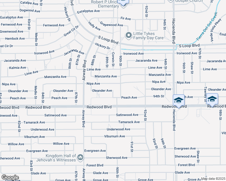 map of restaurants, bars, coffee shops, grocery stores, and more near 8937 Oleander Avenue in California City