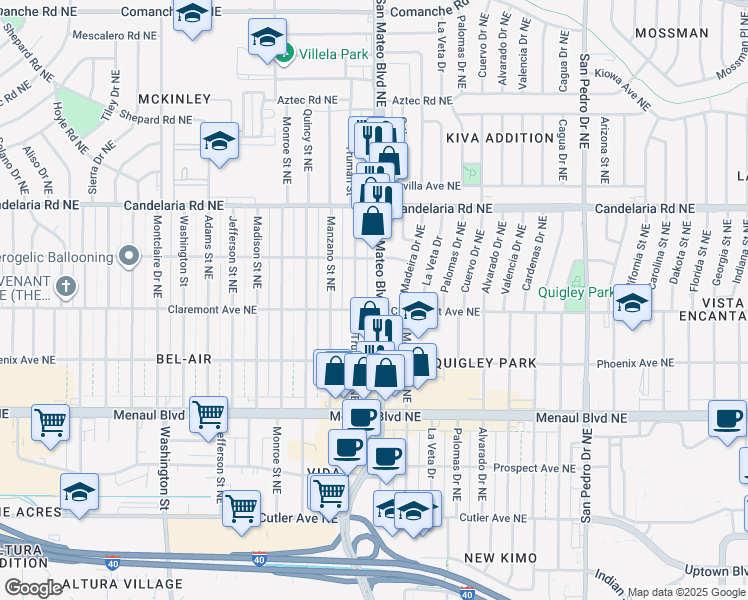map of restaurants, bars, coffee shops, grocery stores, and more near 2818 Truman Street Northeast in Albuquerque