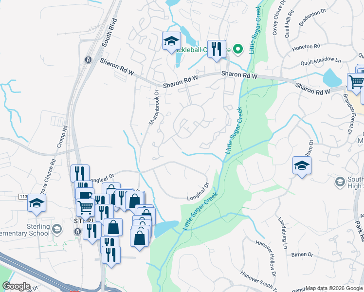 map of restaurants, bars, coffee shops, grocery stores, and more near in Charlotte