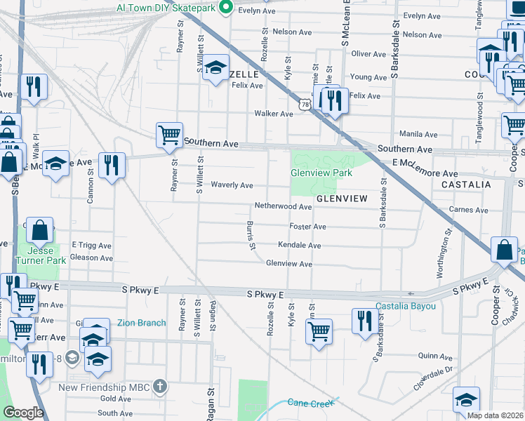 map of restaurants, bars, coffee shops, grocery stores, and more near in Memphis