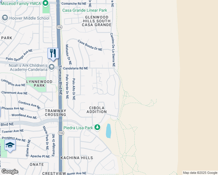 map of restaurants, bars, coffee shops, grocery stores, and more near 13227 Strada Tuscano Northeast in Albuquerque