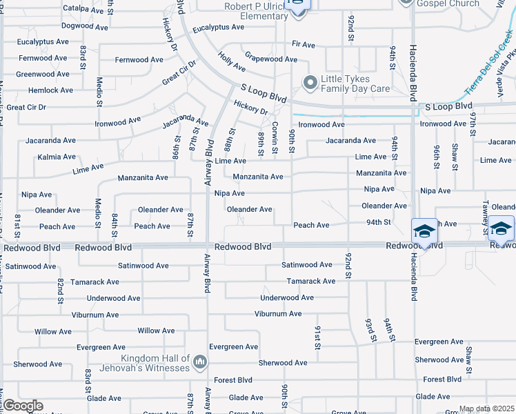 map of restaurants, bars, coffee shops, grocery stores, and more near 8937 Oleander Avenue in California City