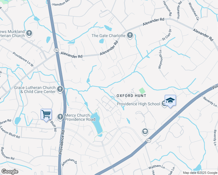 map of restaurants, bars, coffee shops, grocery stores, and more near 6941 Rothchild Dr in Charlotte