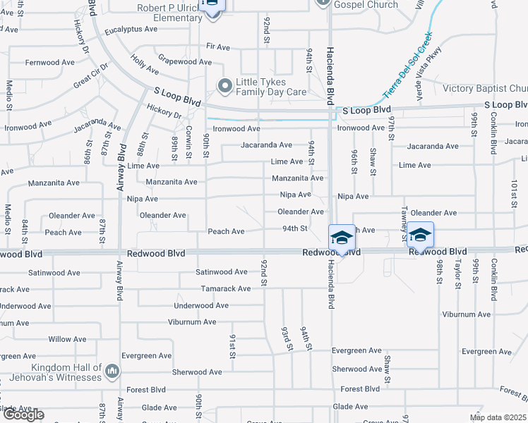 map of restaurants, bars, coffee shops, grocery stores, and more near Oleander Avenue in California City