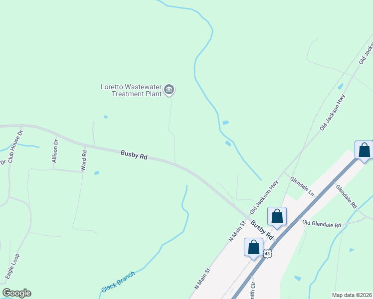 map of restaurants, bars, coffee shops, grocery stores, and more near in Loretto