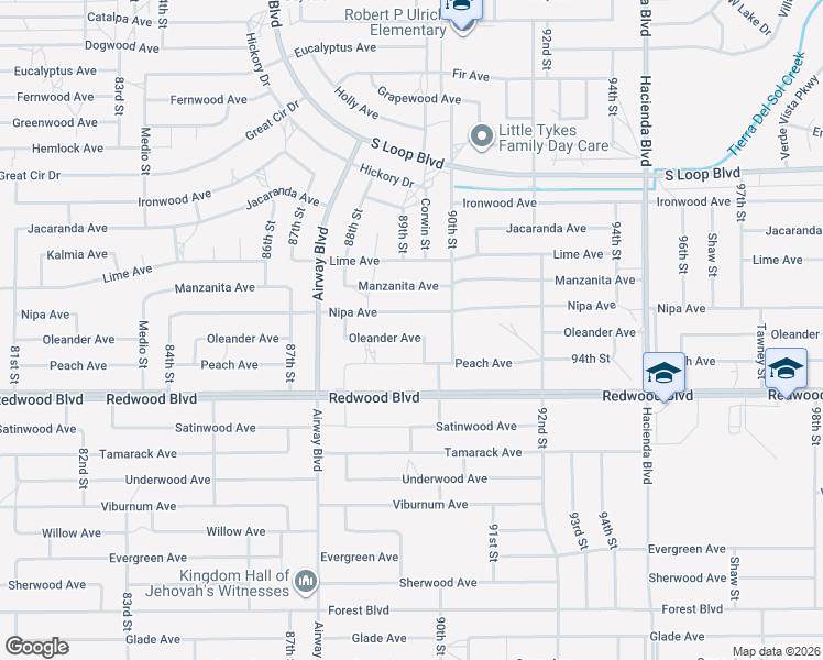 map of restaurants, bars, coffee shops, grocery stores, and more near 8925 Oleander Avenue in California City