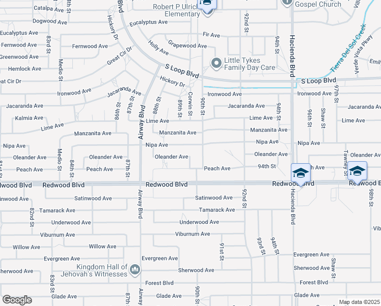 map of restaurants, bars, coffee shops, grocery stores, and more near 8949 Oleander Avenue in California City