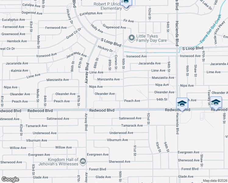 map of restaurants, bars, coffee shops, grocery stores, and more near 8937 Oleander Avenue in California City