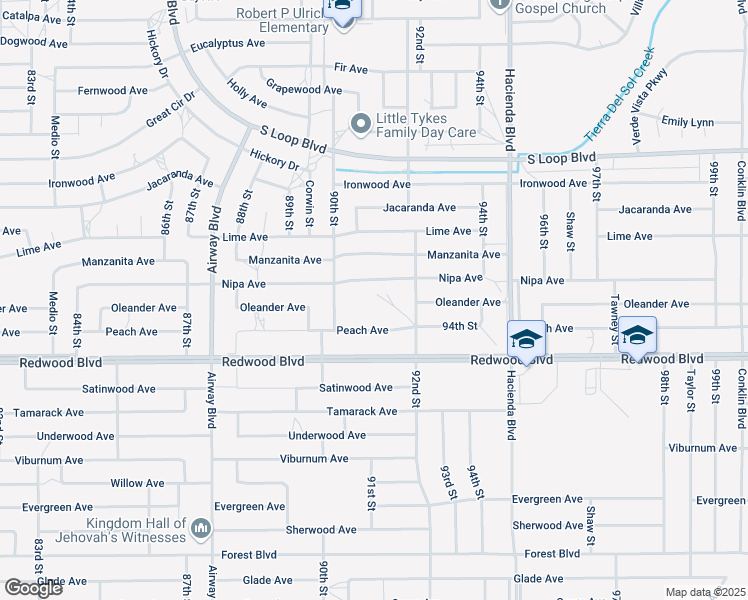 map of restaurants, bars, coffee shops, grocery stores, and more near Peach Avenue in California City