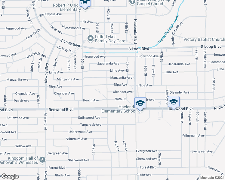 map of restaurants, bars, coffee shops, grocery stores, and more near 9225 Oleander Avenue in California City