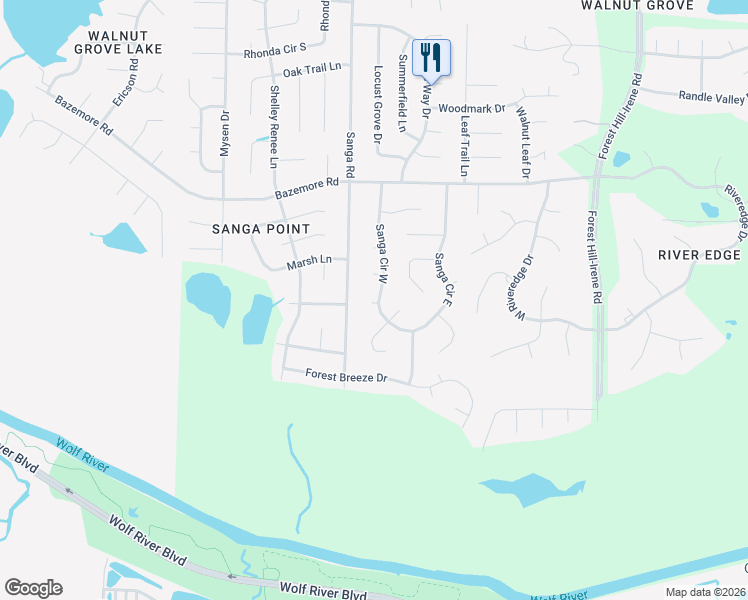 map of restaurants, bars, coffee shops, grocery stores, and more near 199 Gum Tree Cove in Memphis