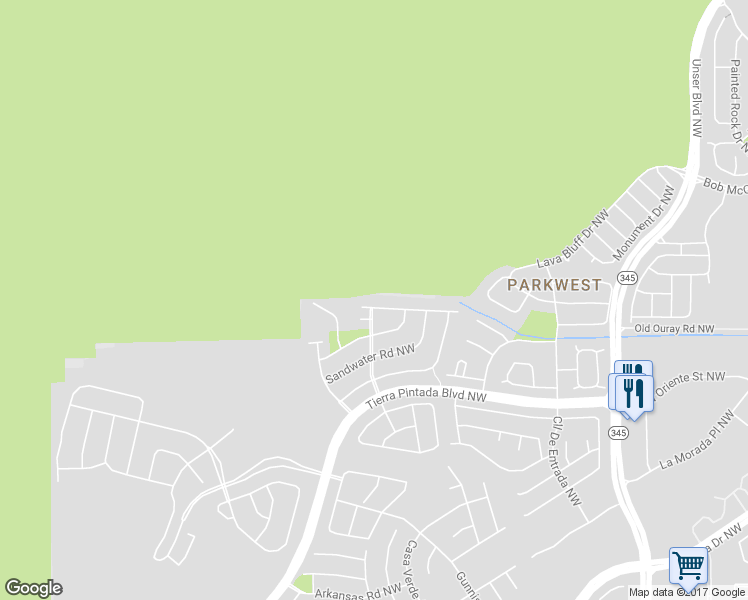 map of restaurants, bars, coffee shops, grocery stores, and more near 8705 Mesa Rain Road Northwest in Albuquerque