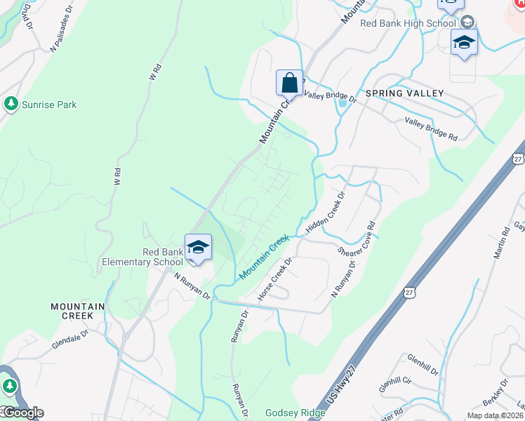map of restaurants, bars, coffee shops, grocery stores, and more near 3327 Stone Creek dr in Chattanooga