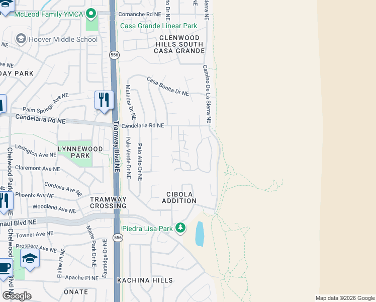 map of restaurants, bars, coffee shops, grocery stores, and more near 13227 Strada Tuscano Northeast in Albuquerque