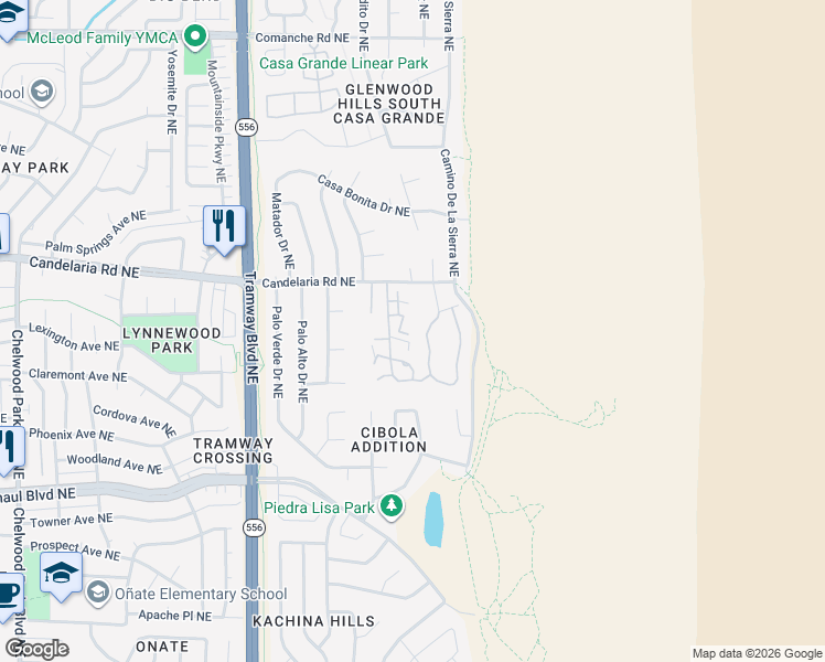 map of restaurants, bars, coffee shops, grocery stores, and more near 13227 Strada Tuscano Northeast in Albuquerque