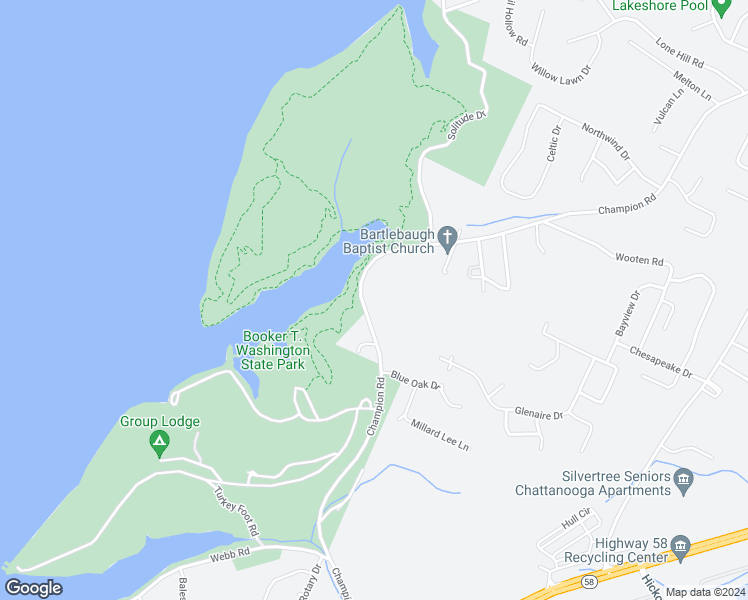 map of restaurants, bars, coffee shops, grocery stores, and more near 6003 Champion Road in Chattanooga